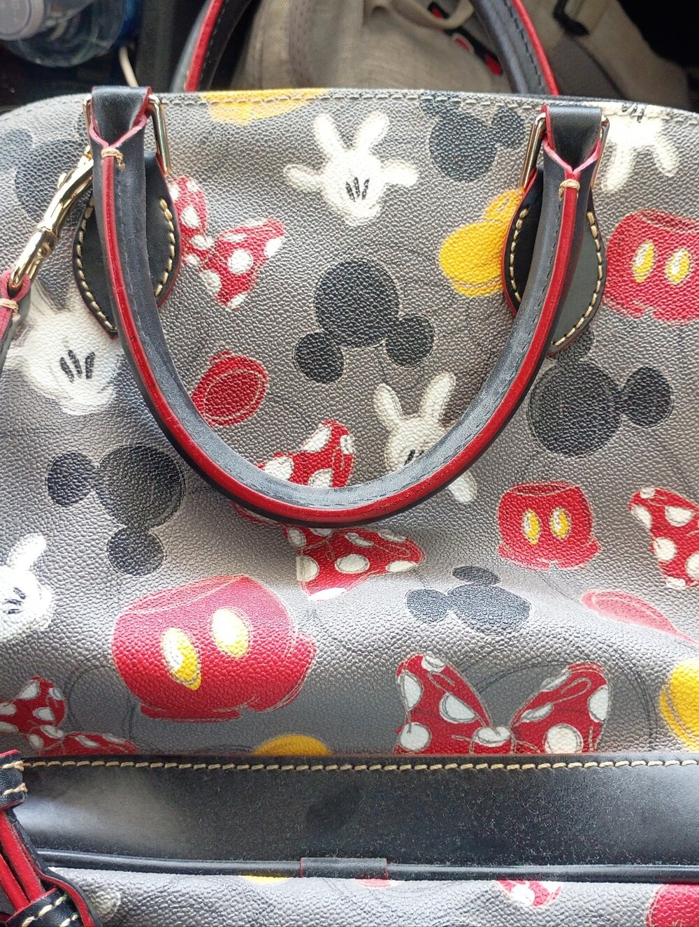 Dooney & Bourke Gray Disney Mickey & Minnie Print Satchel - Picture 3 of 4